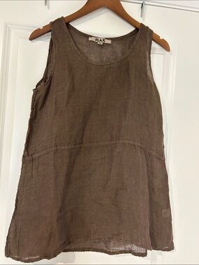Flax Brown Linen Sleeveless A-Line Tank